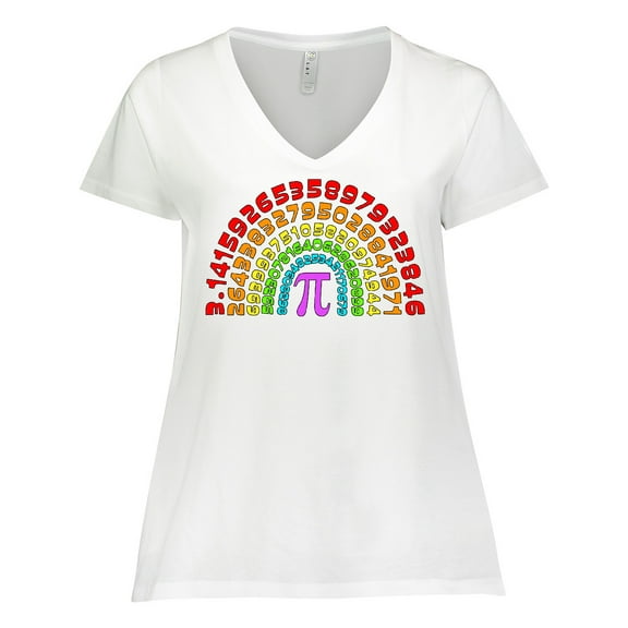 Inktastic Rainbow Pi for Pi Day Women's Plus Size V-Neck T-Shirt