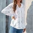 thumbnail image 3 of LEAVINGSUO Fall Winter V Neck Long Tops for Women, Womens Tops Women's Chiffon Long Sleeve Fashion Color Cardigan, 3 of 4