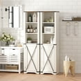 thumbnail image 4 of 5-Tier Tall Narrow Bookshelf, Farmhouse White Bookcase, Storage Cabinet For Home Office, Kitchen, Bathroom, Living Room, 4 of 11