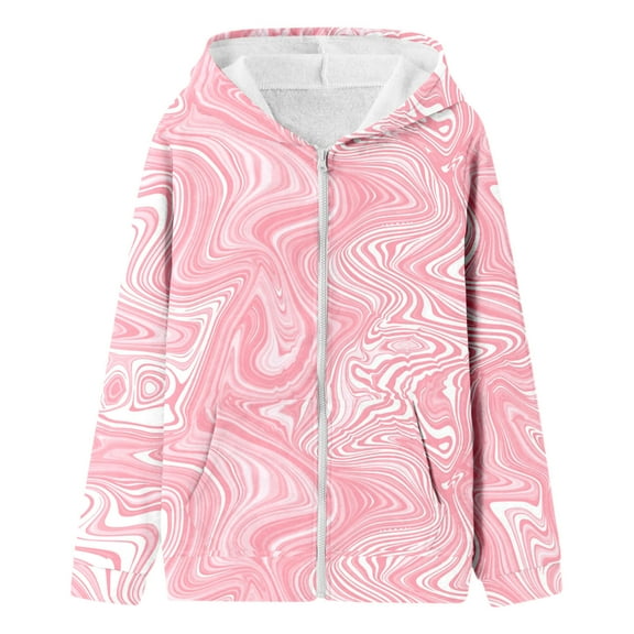 Lkhaha Jacket for Girls 2025 Cool Print Windproof Long Sleeve Zipper Hooded With Pocket Trendy Jackets Size 2-3 Years