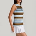 thumbnail image 4 of Womens Golf Shirt Sleeveless Tennis Shirt Collared Zip Up Printed Resort Golf Top, Quick Dry Polyester Athletic Tank Tops Blue M, 4 of 7