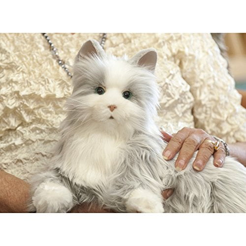Ageless Innovation Joy For All Companion Pets Silver Cat with White Mitts Lifelike Realistic Comfort Joy and Companionship for Aging Loved Ones Walmart