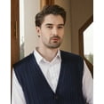 thumbnail image 5 of Kallspin Men's Wool Blend Cable-Knit V Neck Sleeveless Cardigan Vest Sweater(Navy Blue,Medium), 5 of 8