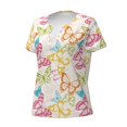 thumbnail image 2 of Naloa Retro Colorful Butterfly Print T-Shirts Short Sleeve V Neck Tees for Women Fashion Tops Trendy Lightweight Soft Casual Summer Outfits Clothes, 2 of 5