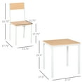 thumbnail image 5 of HOMCOM 3-Piece Wooden Square Dining Table Set for 2 with 1 Table and 2 Chairs, White, 5 of 10