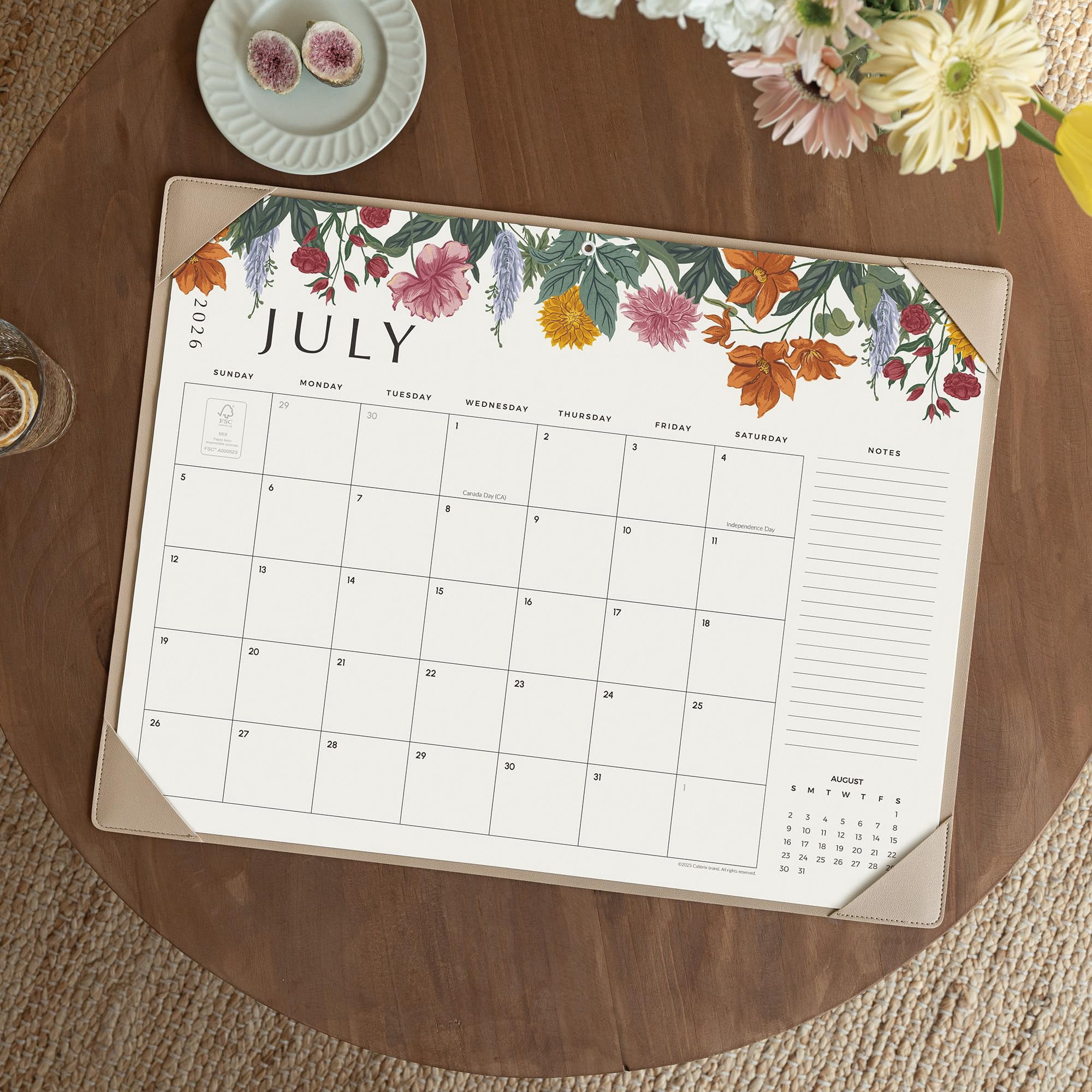 Desk Calendar 2026 With Desktop Mat  Large Pad 22 X 17 Inch Runs From July 2026 To December 2027 Classic Floral Design 2026 For Home School And Office (apricot)