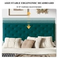 thumbnail image 5 of SHA CERLIN Full Size Velvet Upholstered Bed Frame with Adjustable Diamond Button Tufted Headboard, Rivet Ornament, Teal Blue, 5 of 8