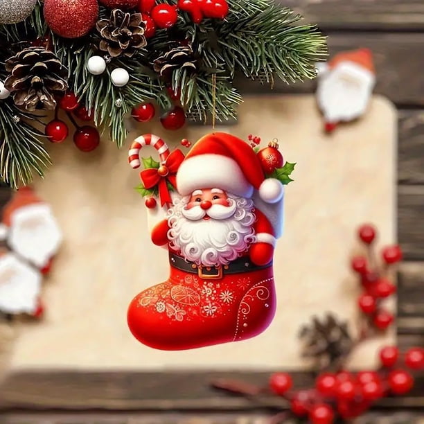 Adorno para árbol de Navidad | Decoración acrílica para colgar 8 cm | Colgante festivo para fiestas, casa, coche y decoración de fiesta | Duradero, resistente al desvanecimiento, fácil de colgar