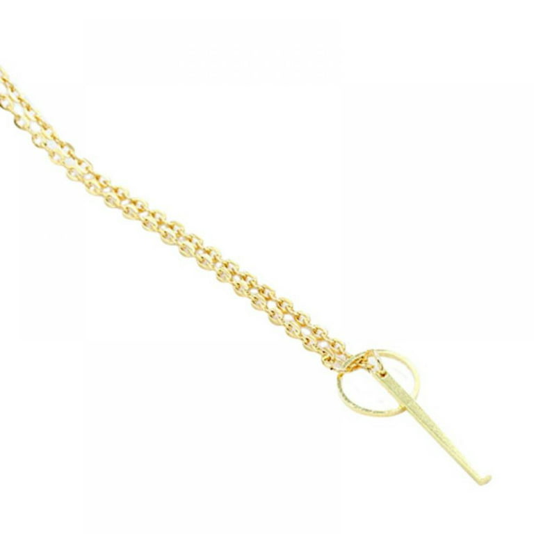 1pc Metal Minimalist Letter Pendant Necklace & 1pc Chain Bracelet Set