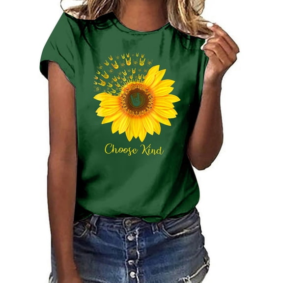 Women's Short Sleeve T-Shirt WCJM Women's Vinylon T-Shirt Green Plus Size Tops For Women Summer Top Loose Fit Shirts Crew Neck Short Sleeve Blouse