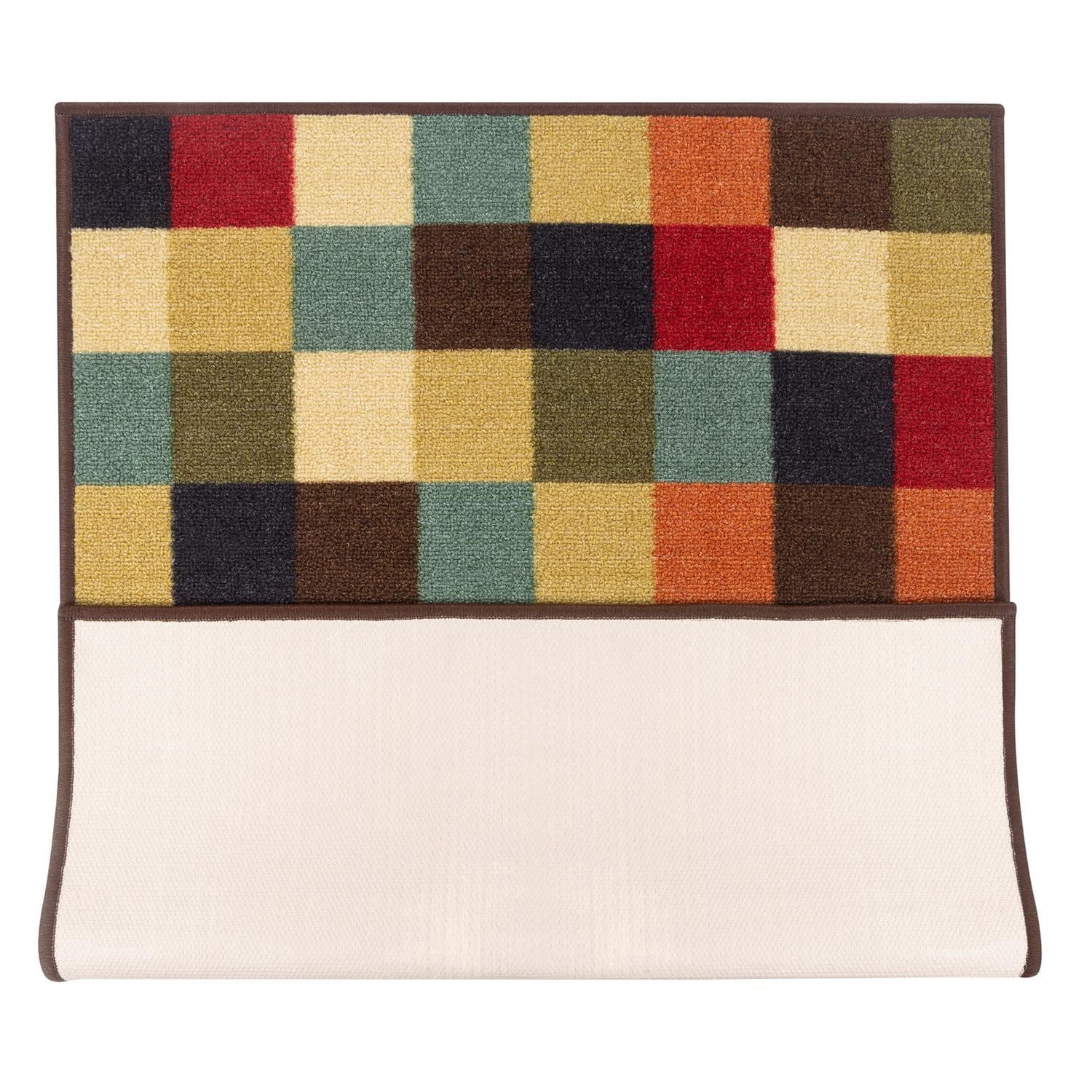 Ottomanson Ottohome Collection Non-Slip Rubberback Checkered Design Indoor Area Runner Rug