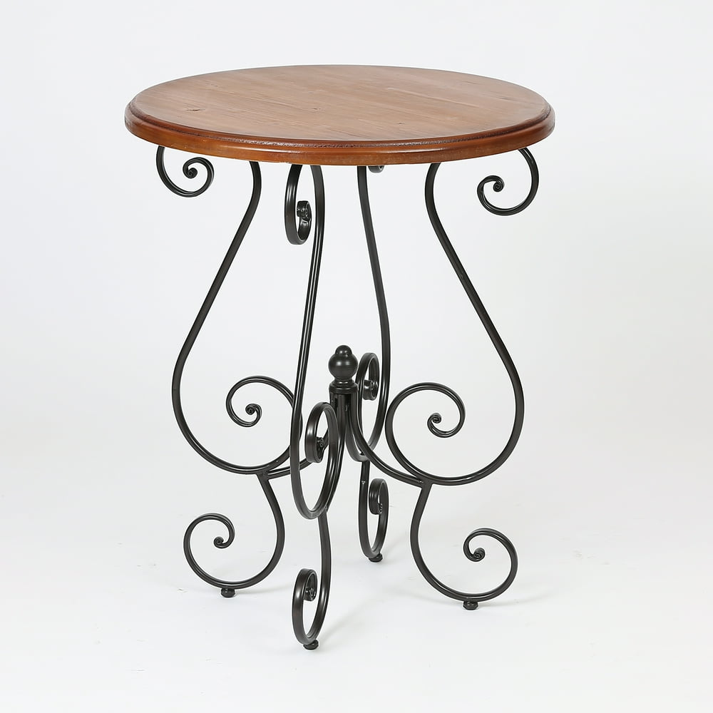Round Deco Scroll End Table