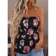 thumbnail image 2 of Mujeres Smocked Tube Tops Sin Tirantes Bandeau Plisado Impreso Sin Mangas Slim Fit Chaleco, 2 of 6
