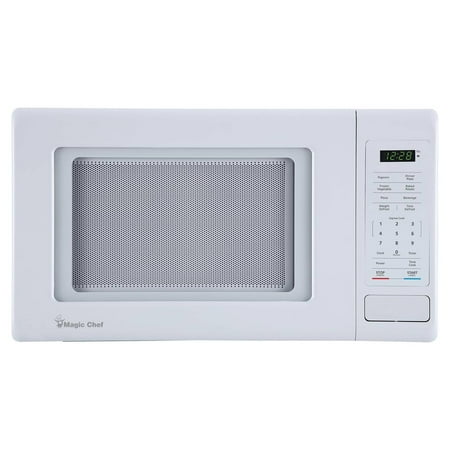 Magic Chef 0.9 Cubic Feet 900 W Stainless Countertop Microwave Oven, White