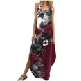 thumbnail image 1 of KIHOUT Robes d'Été pour Femmes Mode Dos Nu Sans Manches Col en V Licou Fente Ourlet Imprimé Robe Maxi Multicolore m, 1 of 9
