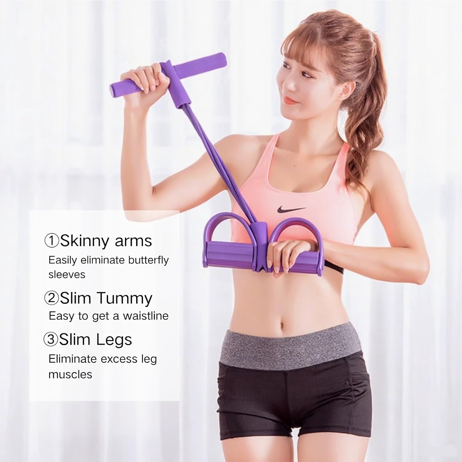 JJEAN-Fitness Resistance Bands Set with Handles & Ankle Straps - 4 Tube Exercise Bands for Arm, Leg, Strength Training, Stretching - Home Gym Workout Equipment