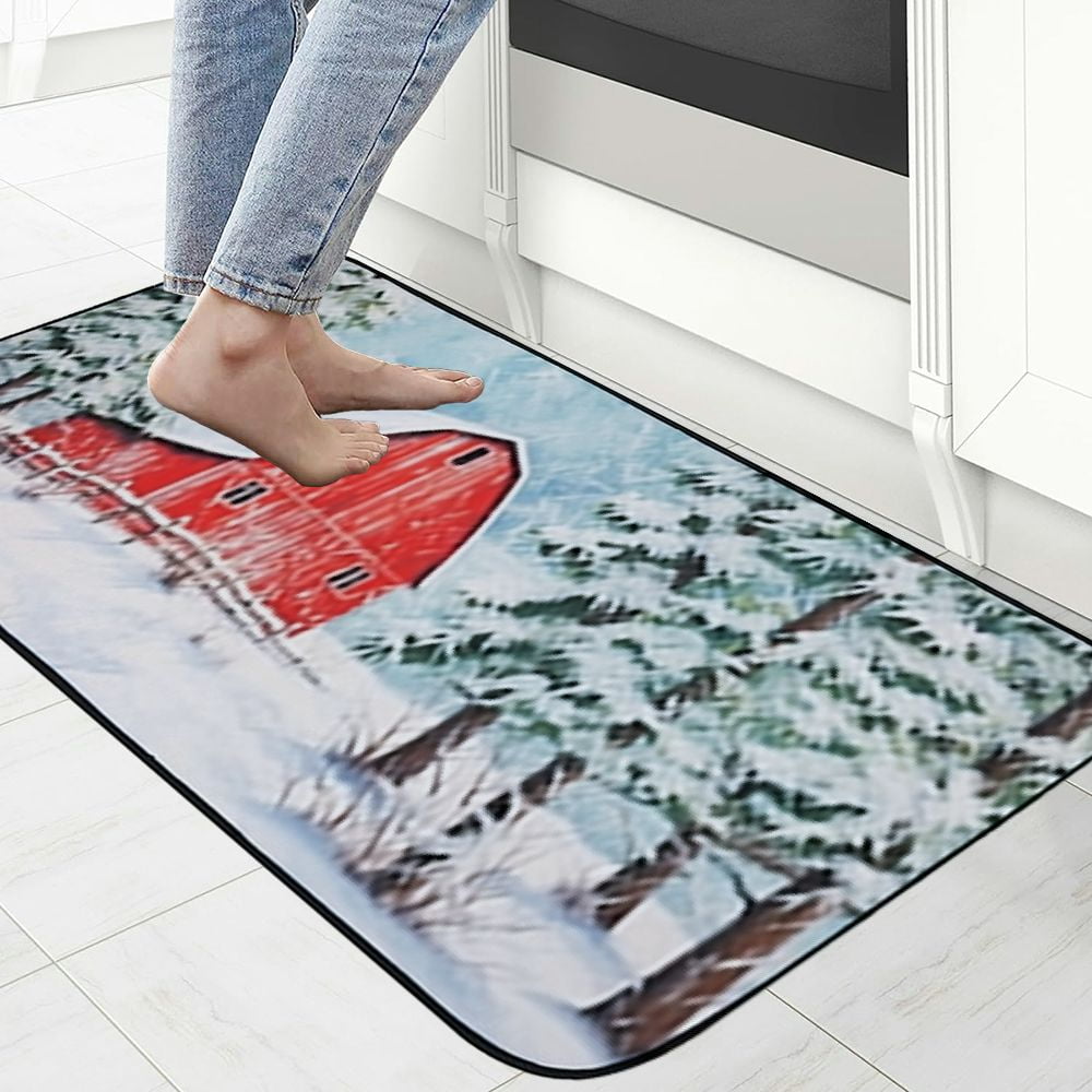 Qinduosi Mats, Christmas Doormat, Front Back Mat Rubber Backing, Non Slip, Indoor &amp; Outdoor, Waterproof, Use for Entry, Patio, Busy Areas, Red 19.68*47.24 in