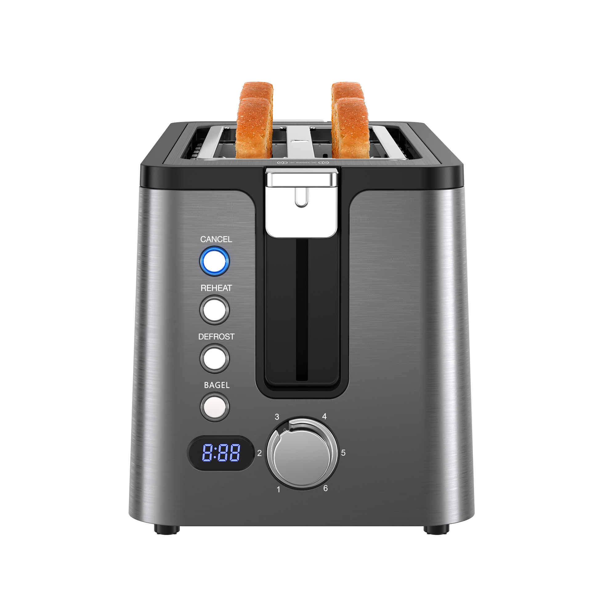 Mecity 4-Slice Long Slot Toaster with Countdown Timer, Grey photo 6