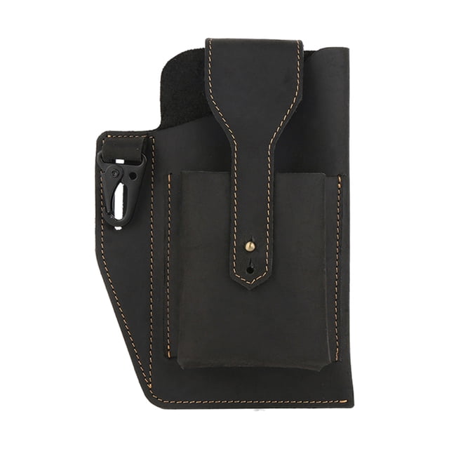 Bolso de cuero para hombre Sunnimix con Funda para teléfono riñonera portátil Negro