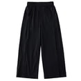 thumbnail image 3 of dazeni Girls Wide Leg Sweatpants Pockets Side Split Quick Dry Athletic High Waisted Baggy Causal Trousers Lightweight Outdoor Camping Black 11 Years, 3 of 5
