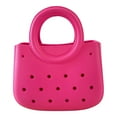 thumbnail image 2 of Bolsa de playa para mujeres Impermeable para el agua Pequeña bolsa Multipropósito de almacenamiento de verano con agujero Rosa, 2 of 8