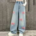 thumbnail image 5 of Auroural Girls Pants 10/12 Girls Jeans Size 12 Wide Leg Mid Size Children's Sports Sweatpants Children's Flower Curved Knife With Pockets Casual Pants Pants Pink 11-12 Years, 5 of 8