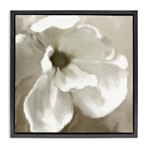 Stupell Industries Transitional Blooming Magnolia Petals Black Floating Frame Canvas Art, 18 x 18, by Kim Allen