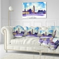 thumbnail image 3 of Designart London Purple Illustration - Cityscape Painting Throw Pillow - 12x20, 3 of 5