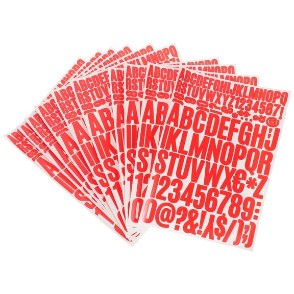 FRCOLOR Red Vinyl Alphabet Letter Stickers with Numbers for Crafts Signs and Decorations