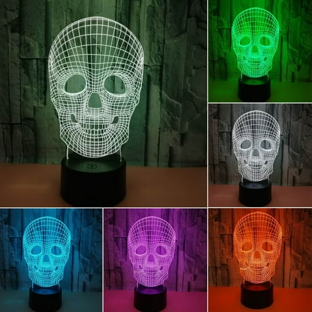 

Sunhillsgrace Night Lights Skulles Head 3D Night Light Novel And Unique Gift Lamp Creative Desk Lamp Bedside Lamp Led 3D Night Light
