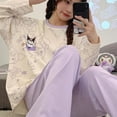 thumbnail image 3 of Pijama de manga larga Sanrio Kuromi Cinnamoroll Y2k para mujer, traje de cuello redondo fino, ropa de casa de dibujos animados de Anime, otoño, 3 of 4