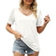 thumbnail image 1 of Bienvenido Mujeres Fruncido Puff Manga Top Cuello En V Color Puro Ajuste Suelto Casual Verano Jersey Camisa Blanco XL, 1 of 6