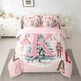 thumbnail image 2 of Homewish Initial K Letter Twin Bedding Sets 7-Piece for Kids, Cartoon Princess Elf Bedding Comforter Set, Pink Xmas Buffalo Plaid Reversible Sheet Sets, Ultra Soft Bedroom Decor, 2 of 7
