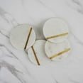 thumbnail image 2 of Marble Coaster, White Marble Coaster, Set of 4, Handmade Coaster with Brass Inlay,  4-inch, 2 of 5