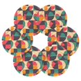 thumbnail image 7 of Yayeee 6 PCS Drink Coasters with Holder Set Woven Absorbent Round Tabletop Hot Pad, Retro Geometric, 7 of 7