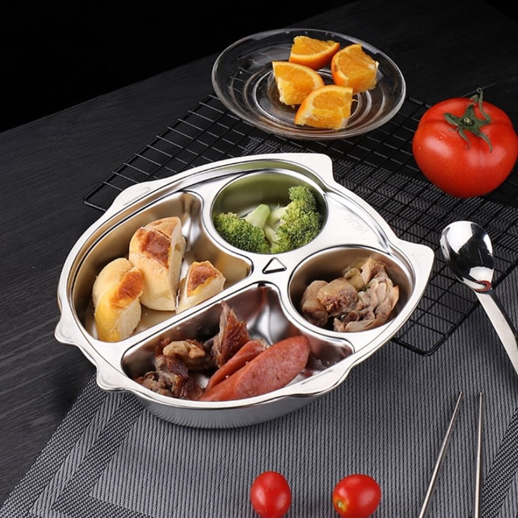 Nonrust Steel Toddler Plates Set Of 2 Unbreakable Dishware For Children Smooth Finishes Easy To Cleaning Durable Design For School Lunch Home Meals