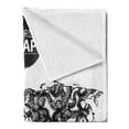 thumbnail image 2 of Wanderlust Soft Flannel Fleece Blanket, Modern Elements of Infographics Octopus Animal and the World Map Communication, Cozy Plush for Indoor and Outdoor Use, 60" x 80", Black White, by Ambesonne, 2 of 5