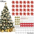 thumbnail image 1 of Adornos para árboles de Navidad con purpurina, flores artificiales, bolas de Navidad colgantes, copo de nieve, cebada, estrella de azúcar, adornos para árboles de Navidad rojos ER, 1 of 4