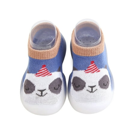 

Daeful Infant First Walker Shoes Cartoon Socks Slipper Prewalker Crib Shoe Lightweight Breathable Sock Indoor Floor Slippers Blue 7C