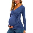 thumbnail image 5 of TMOYZQ Womens Maternity Shirts Long Sleeve V Neck Pregnancy Tunic Casual Solid Color Pregnant Blouses Comfort Front Closure Nursing Blouse S-XXL, 5 of 5