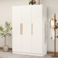 thumbnail image 1 of WIAWG Armoire Garde-Robe, Armoire de Rangement Moderne Grande à 3 Portes pour Chambre avec Poignée en Métal, Blanc, 1 of 10