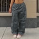 thumbnail image 3 of Pantalón Deportivo, Suave Con 2 Botones Laterales, Pantalones Sueltos Para Mujer, Poliéster Con Bandas En Los Tobillos Para Viajes ANGGREK Gris M, 3 of 6