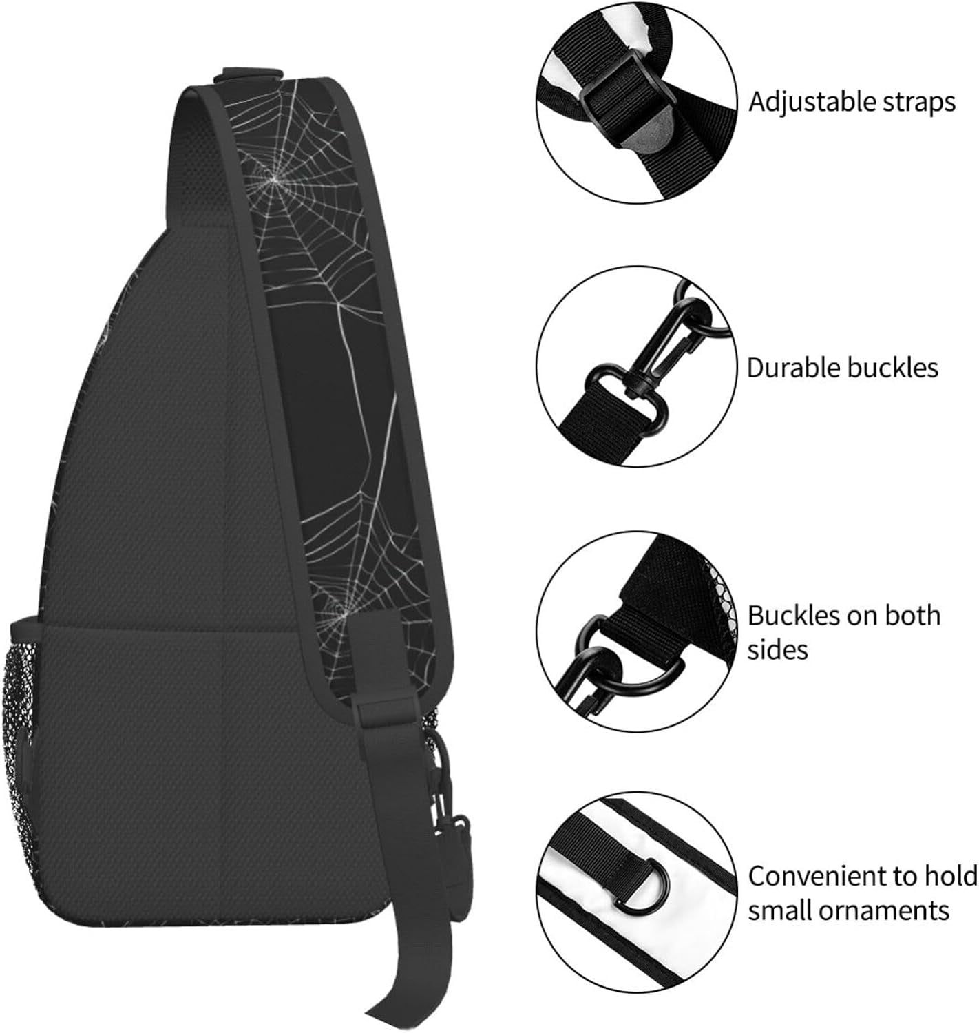 Halloween Spider Web Sling Bag Crossbody Hiking Travel Chest Bags Backpack Shoulder Daypack for Women Men