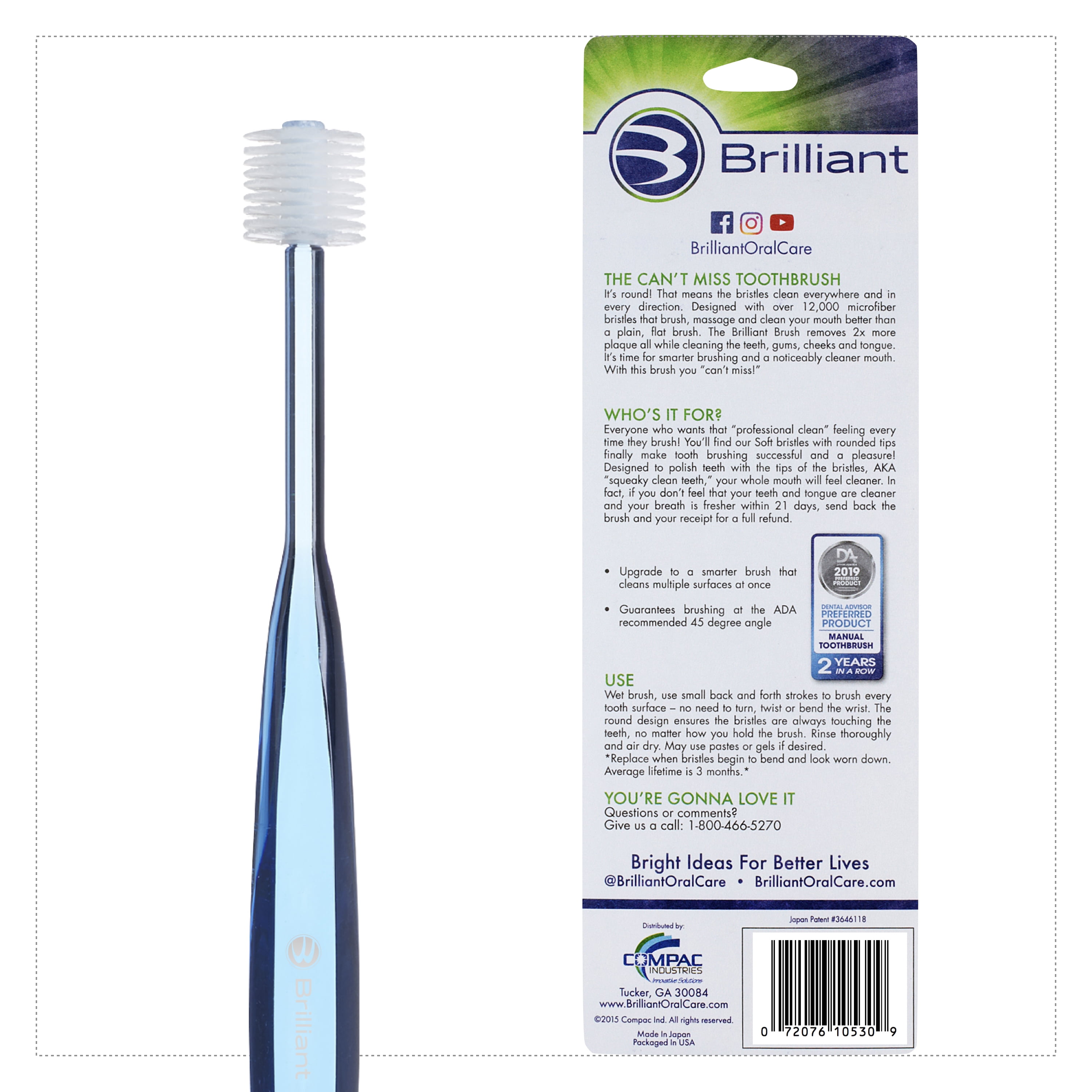 Brilliant Soft Toothbrush Over 10 000 Super Fine Micro Bristles For A Noticeably Cleaner Feeling Mouth Blue 3pk Brilliant Soft Toothbrush Over