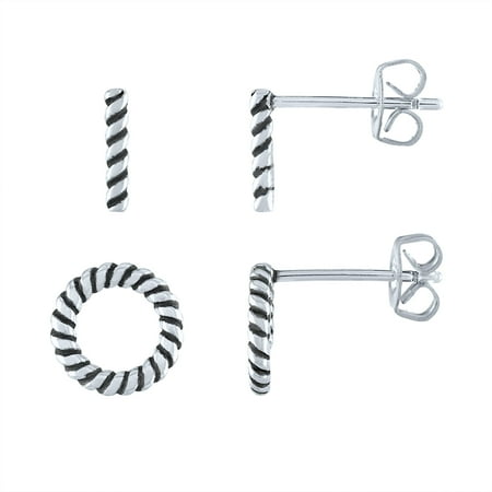 Ladies Brilliance Fine Jewelry Sterling Silver Circle & Bar Earring Set