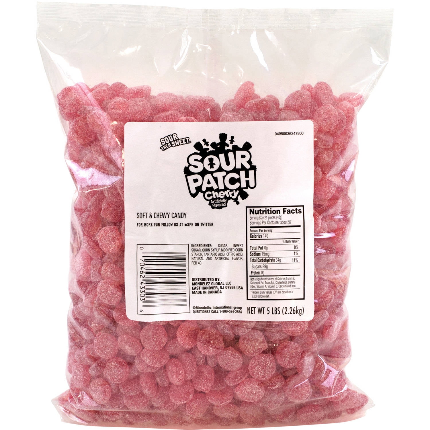 Sour Patch Cherry Soft & Chewy Candy, 5 lbs