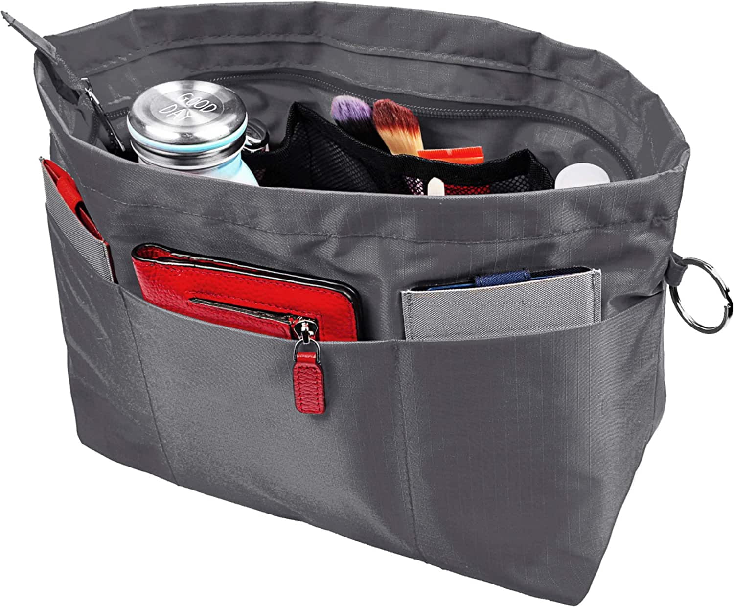 WADORN Purse Organizer Insert - Nylon Handbag Liner With Multiple Pockets (5.4x7.4 Inch, Black)