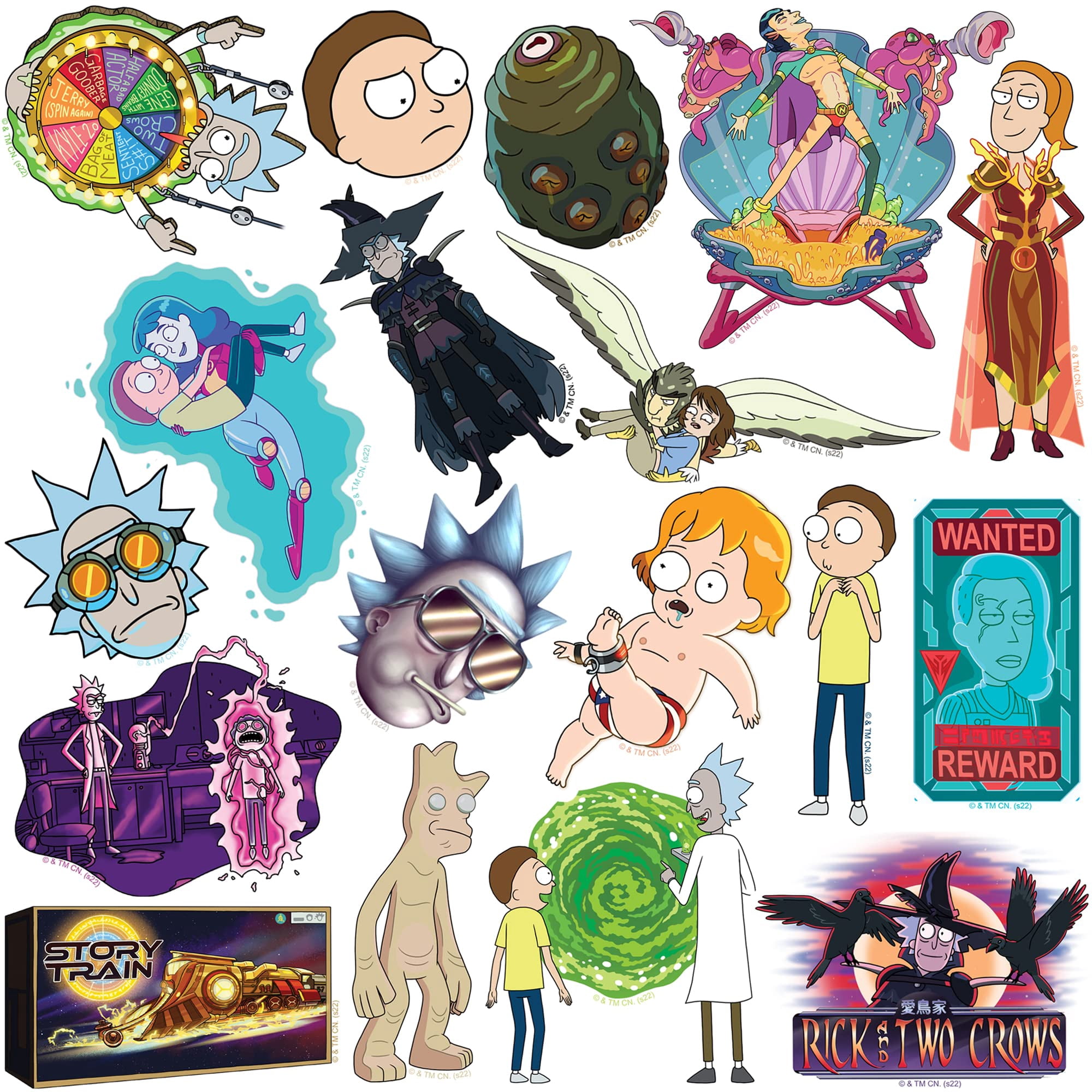 Rick and Morty Character Collection 150ct Die Cut Vinyl Stickers  Large Sci-Fi Cartoon Decals for Laptop, Water Bottle, Scrapbooking, Tablet, Indoor & Outdoor