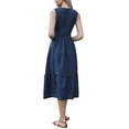 thumbnail image 3 of INSPIRE CHIC Sleeveless Dress for Women V Neck Smocked A Line Summer Casual Tiered Midi Dresses S Dark Blue, 3 of 6