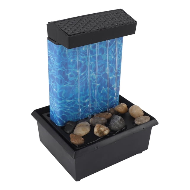Indoor Water Fountain, Compact Decorative Battery Powered Waterfall Light Show Tabletop Water Fountain with Natural River Rocks for Office